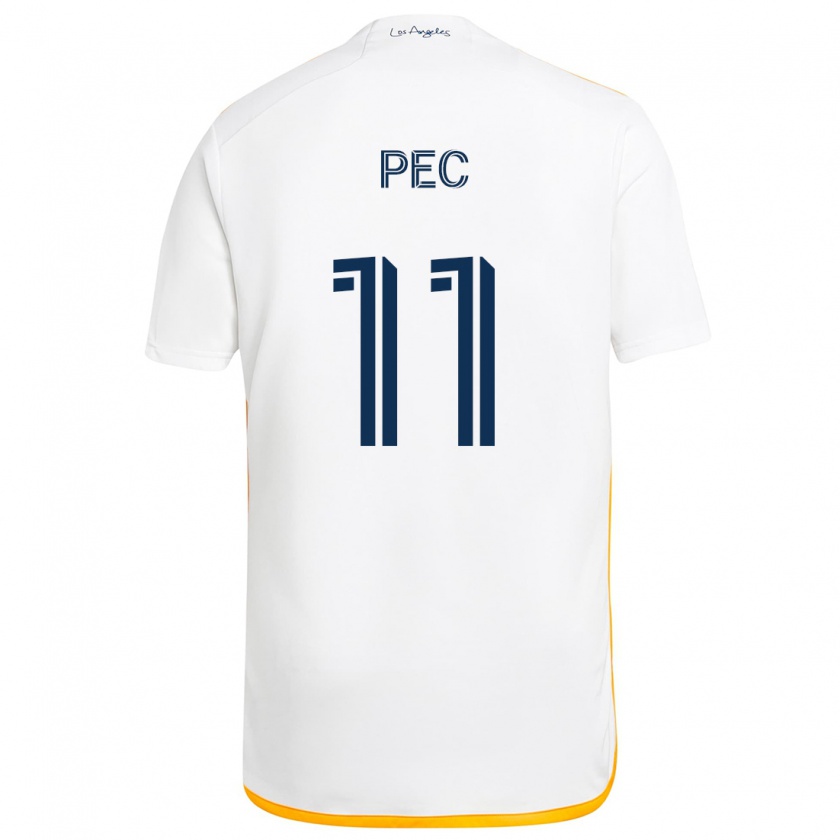 Kandiny Niño Camiseta Gabriel Pec #11 Blanco Amarillo 1ª Equipación 2024/25 La Camisa México