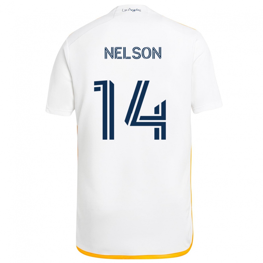 Kandiny Niño Camiseta John Nelson #14 Blanco Amarillo 1ª Equipación 2024/25 La Camisa México