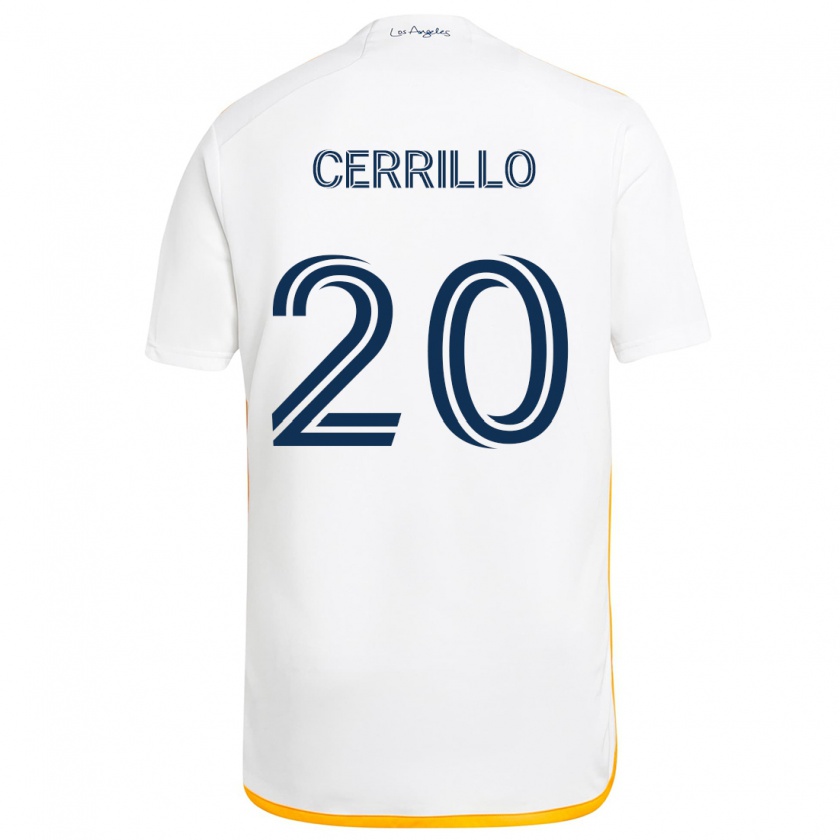 Kandiny Niño Camiseta Edwin Cerrillo #20 Blanco Amarillo 1ª Equipación 2024/25 La Camisa