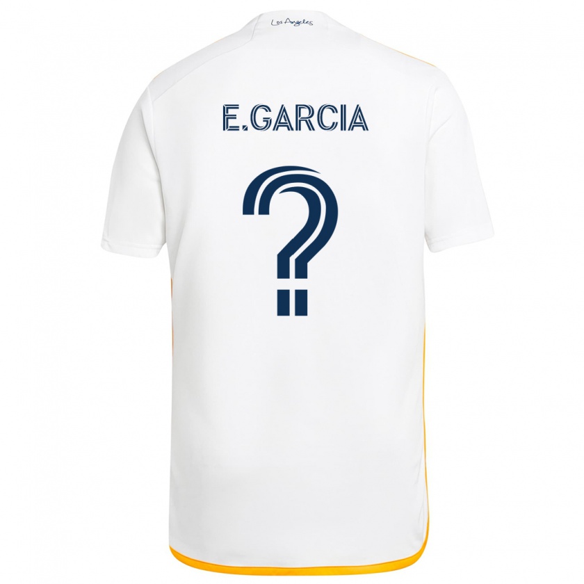 Kandiny Niño Camiseta Emiliano Garcia #0 Blanco Amarillo 1ª Equipación 2024/25 La Camisa