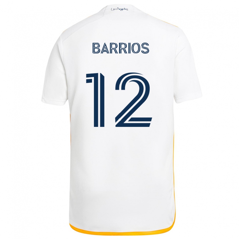 Kandiny Niño Camiseta Michael Barrios #12 Blanco Amarillo 1ª Equipación 2024/25 La Camisa