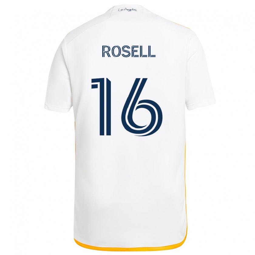 Kandiny Niño Camiseta Uri Rosell #16 Blanco Amarillo 1ª Equipación 2024/25 La Camisa