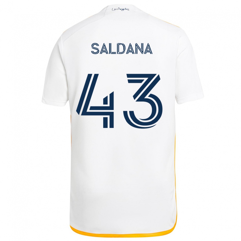 Kandiny Niño Camiseta Adam Saldaña #43 Blanco Amarillo 1ª Equipación 2024/25 La Camisa México