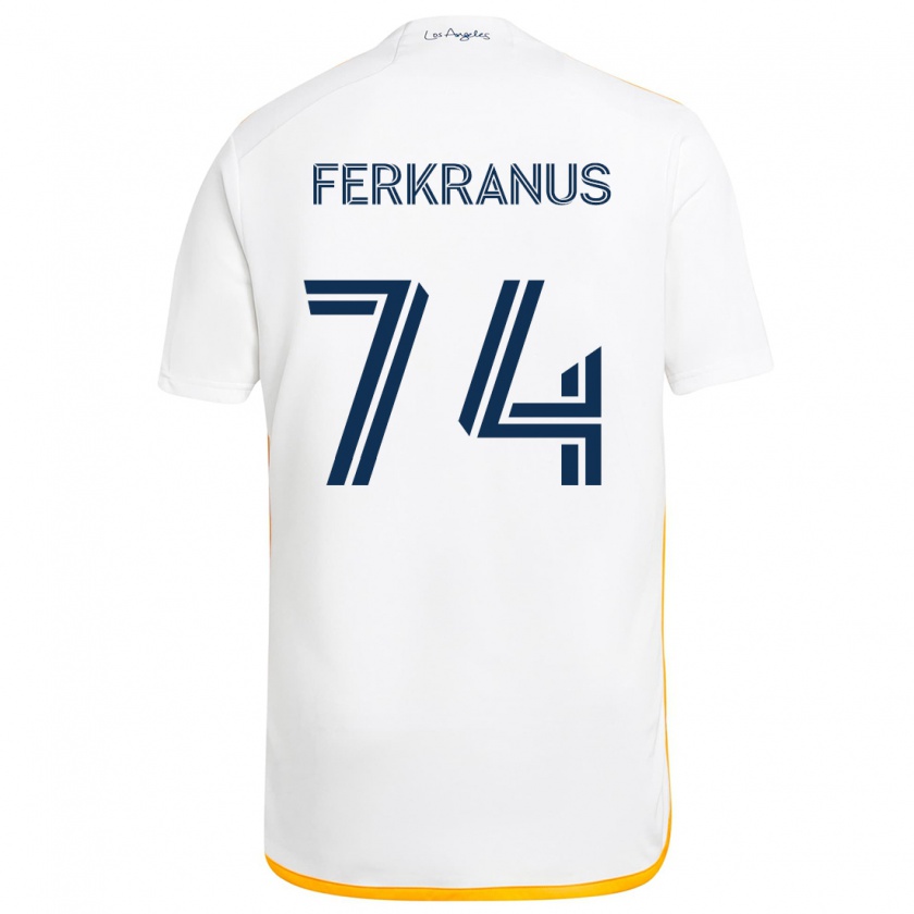 Kandiny Niño Camiseta Marcus Ferkranus #74 Blanco Amarillo 1ª Equipación 2024/25 La Camisa