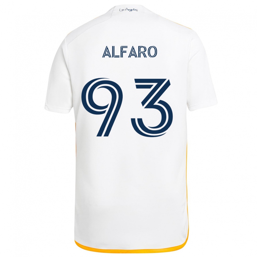 Kandiny Niño Camiseta Tony Alfaro #93 Blanco Amarillo 1ª Equipación 2024/25 La Camisa México