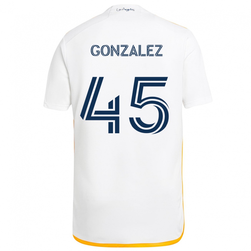 Kandiny Niño Camiseta Adrián González #45 Blanco Amarillo 1ª Equipación 2024/25 La Camisa