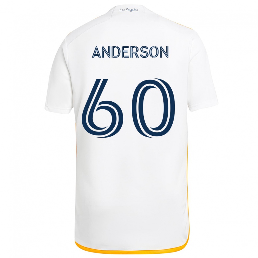 Kandiny Niño Camiseta Nolan Anderson #60 Blanco Amarillo 1ª Equipación 2024/25 La Camisa México