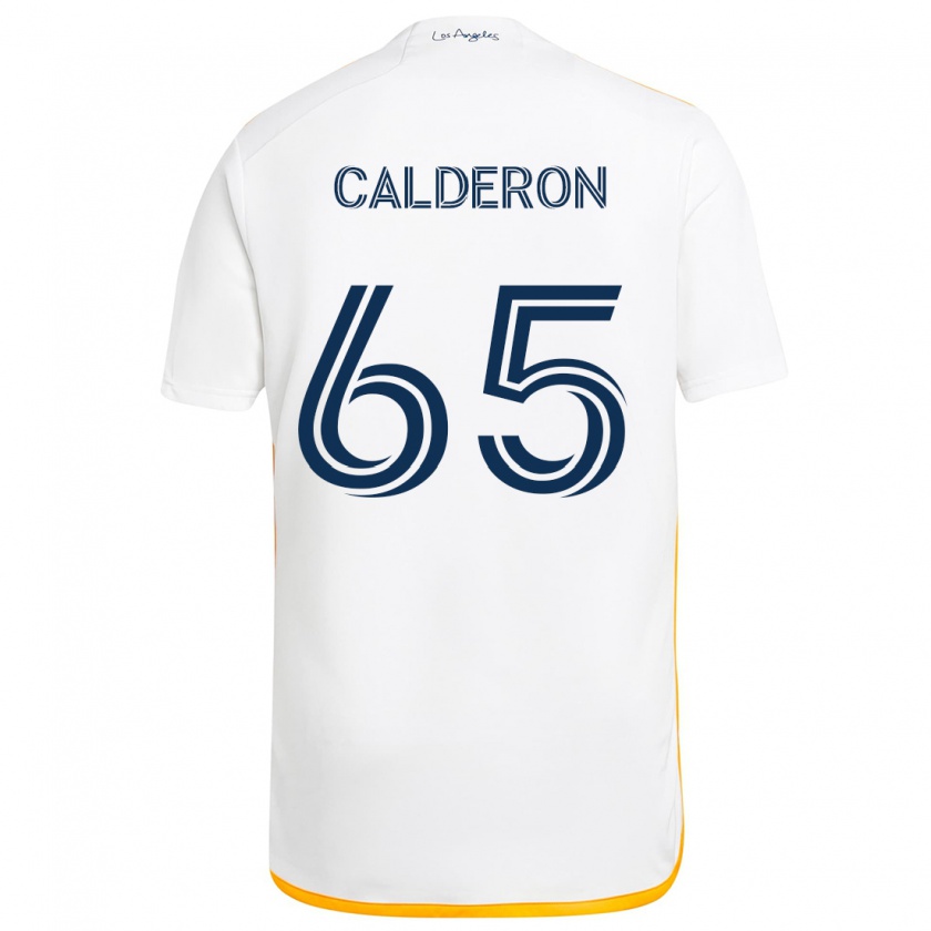 Kandiny Niño Camiseta Juan Calderón #65 Blanco Amarillo 1ª Equipación 2024/25 La Camisa