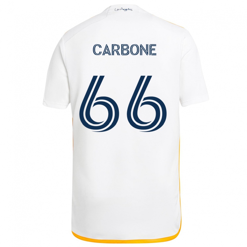 Kandiny Kinderen Matteo Carbone #66 Wit Geel Thuisshirt Thuistenue 2024/25 T-Shirt België