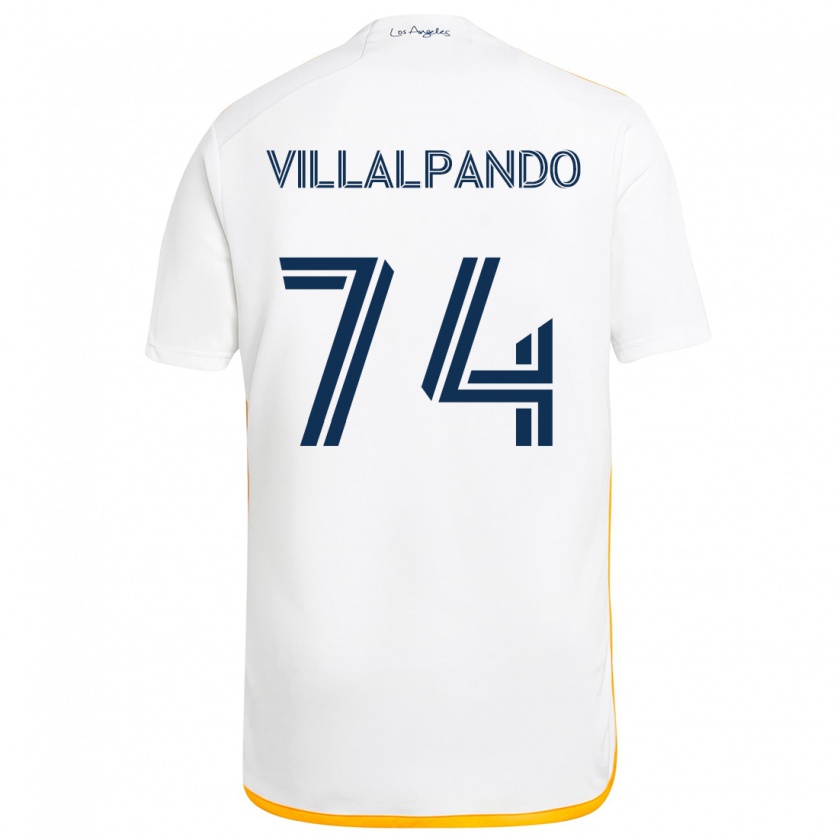 Kandiny Niño Camiseta Sergio Villalpando #74 Blanco Amarillo 1ª Equipación 2024/25 La Camisa México