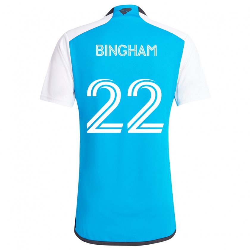 Kandiny Niño Camiseta David Bingham #22 Azul Blanco 1ª Equipación 2024/25 La Camisa