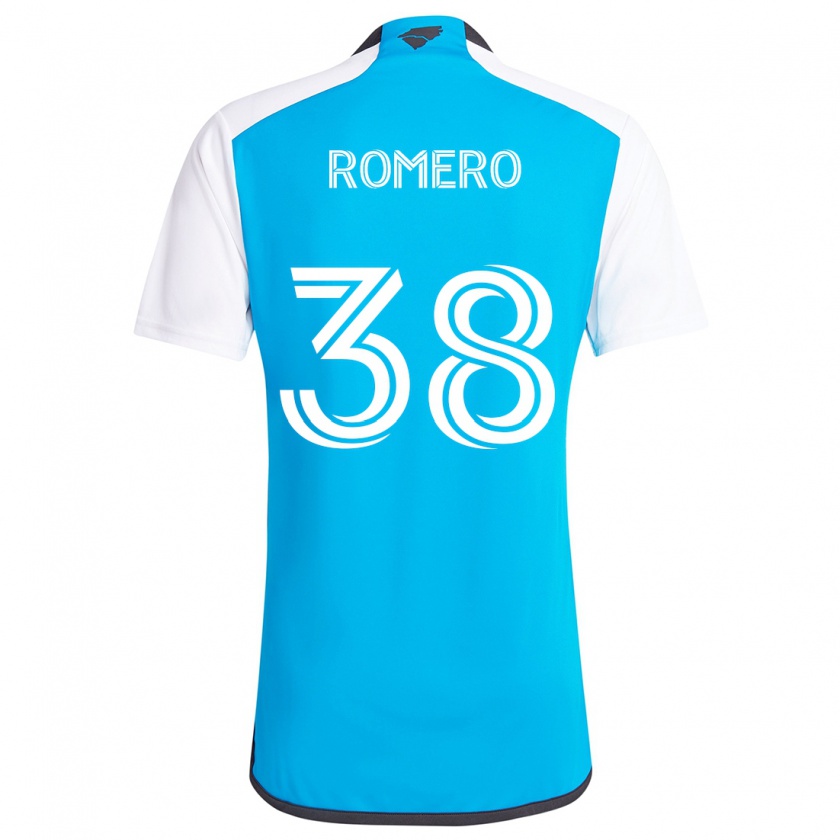 Kandiny Niño Camiseta Brian Romero #38 Azul Blanco 1ª Equipación 2024/25 La Camisa