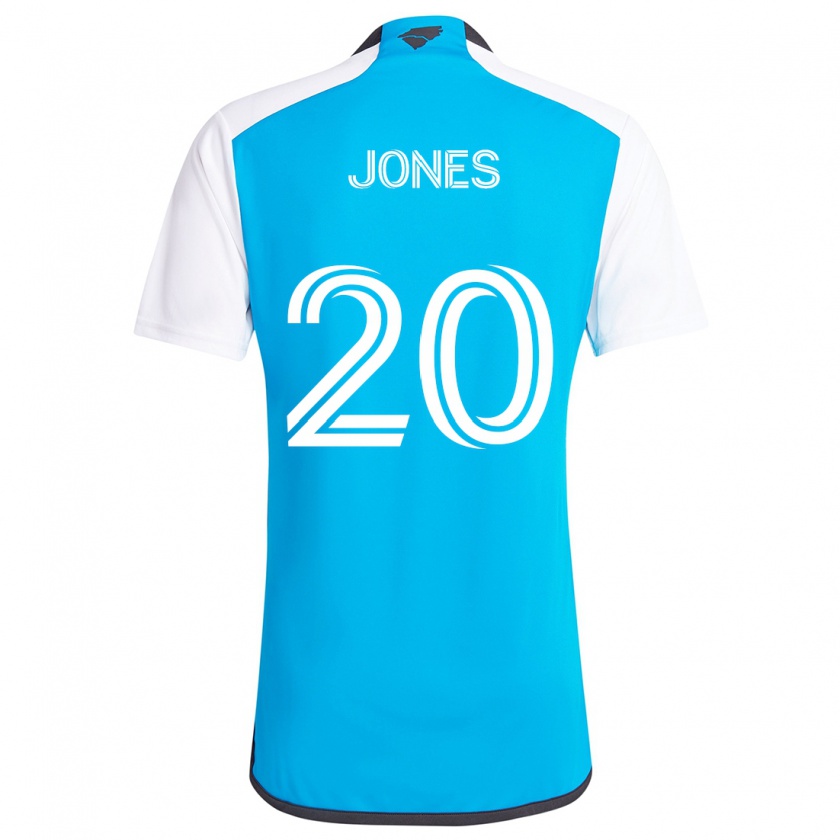 Kandiny Niño Camiseta Derrick Jones #20 Azul Blanco 1ª Equipación 2024/25 La Camisa