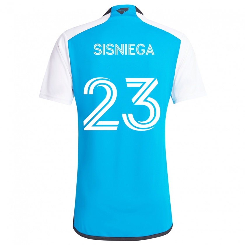 Kandiny Niño Camiseta Pablo Sisniega #23 Azul Blanco 1ª Equipación 2024/25 La Camisa