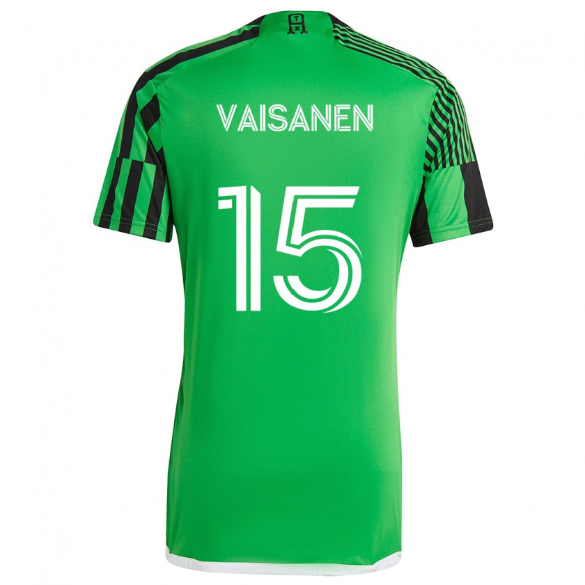 Kandiny Niño Camiseta Leo Väisänen #15 Verde Negro 1ª Equipación 2024/25 La Camisa México