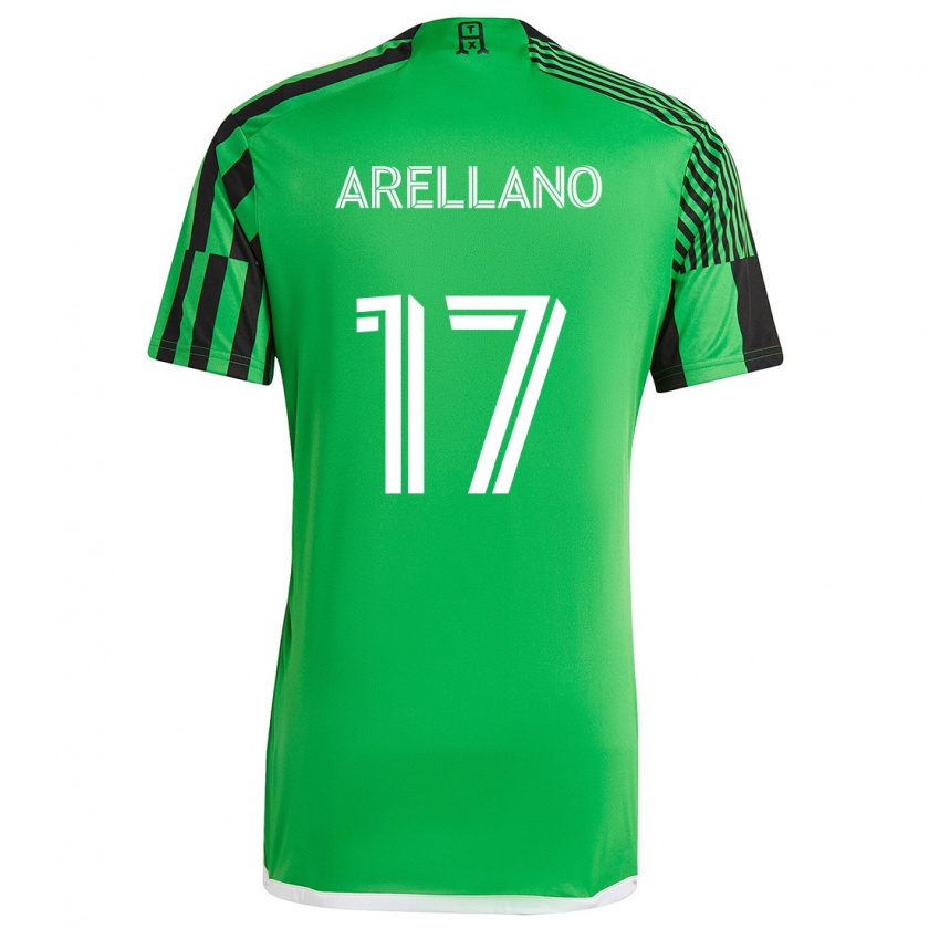 Kandiny Niño Camiseta Bryan Arellano #17 Verde Negro 1ª Equipación 2024/25 La Camisa México