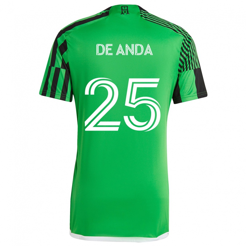 Kandiny Niño Camiseta Anthony De Anda #25 Verde Negro 1ª Equipación 2024/25 La Camisa