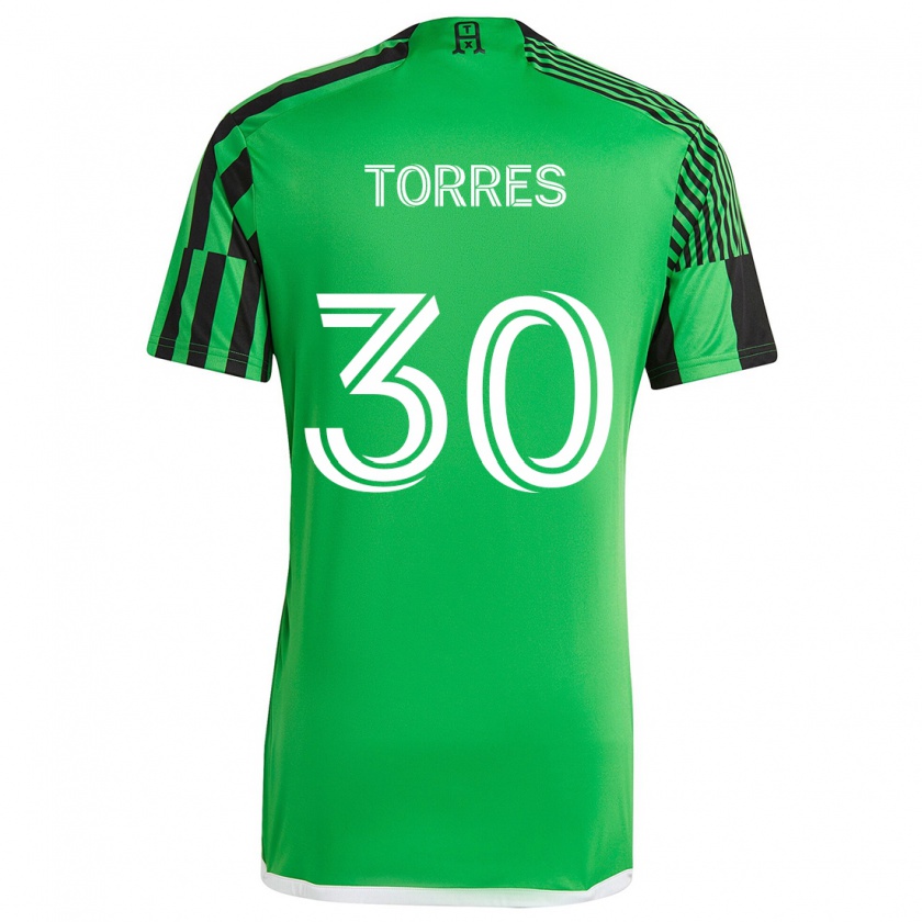 Kandiny Bambino Maglia Ervin Torres #30 Verde Nero Kit Gara Home 2024/25 Maglietta