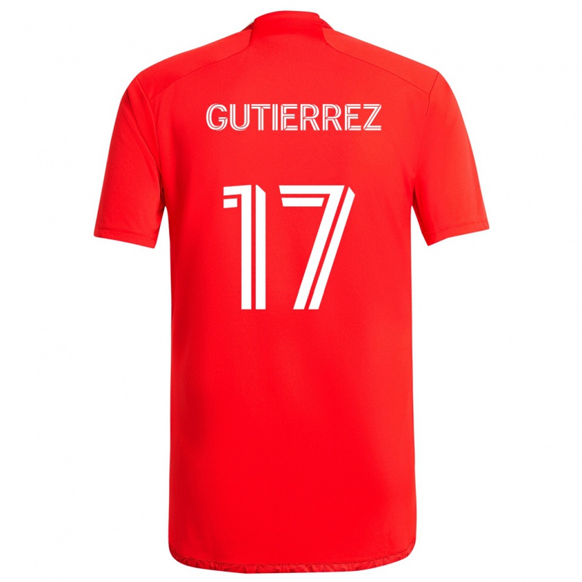 Kandiny Bambino Maglia Brian Gutiérrez #17 Rosso Bianco Kit Gara Home 2024/25 Maglietta