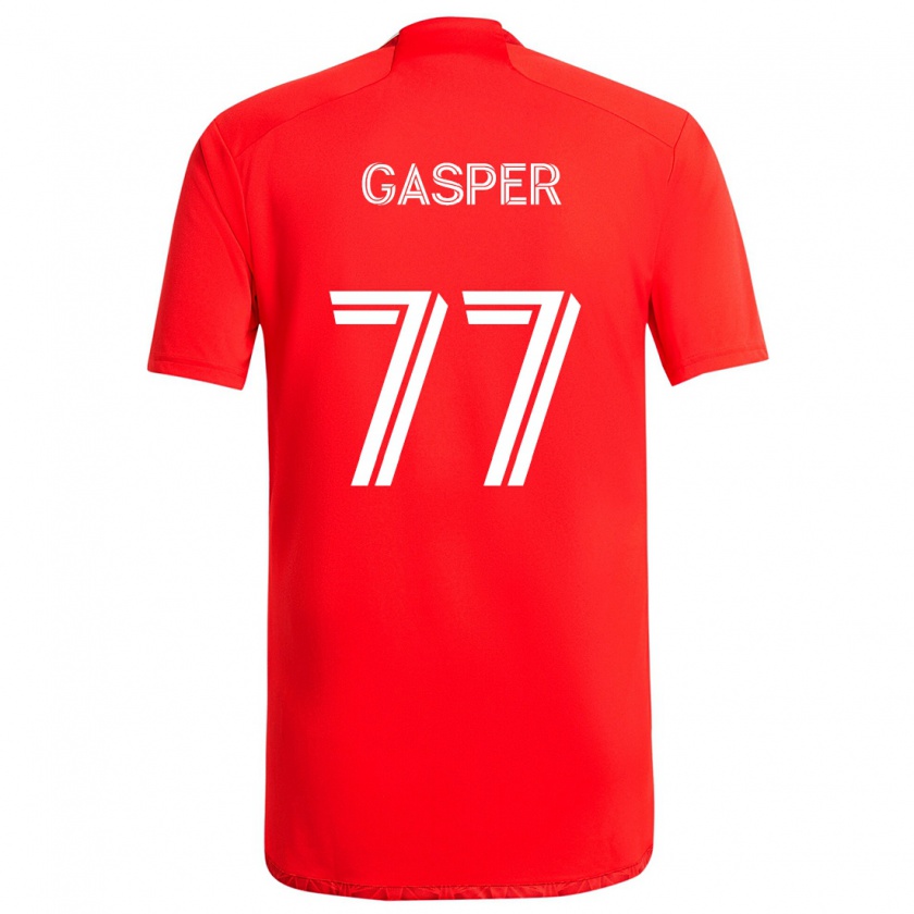 Kandiny Kinderen Chase Gasper #77 Rood Wit Thuisshirt Thuistenue 2024/25 T-Shirt