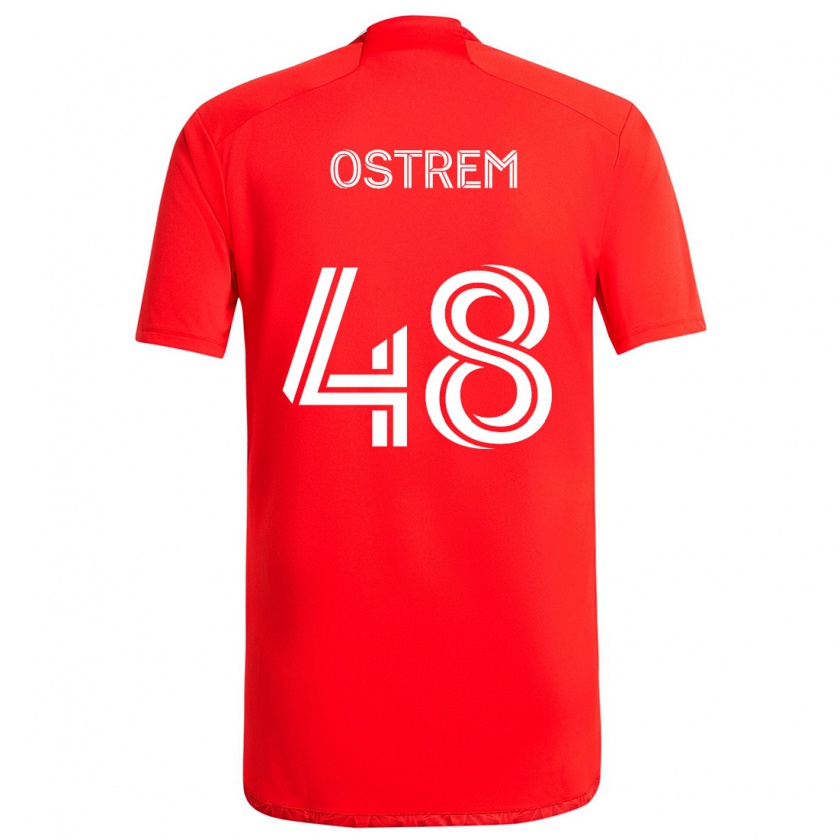 Kandiny Kinderen Charlie Ostrem #48 Rood Wit Thuisshirt Thuistenue 2024/25 T-Shirt