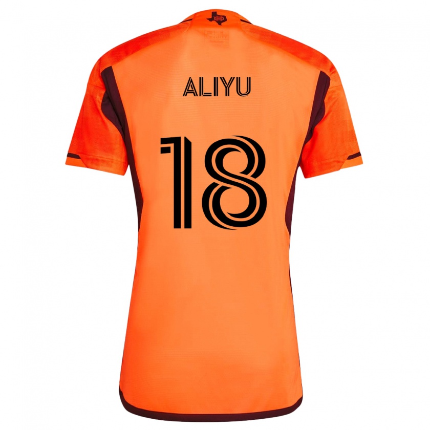 Kandiny Niño Camiseta Ibrahim Aliyu #18 Naranja Negro 1ª Equipación 2024/25 La Camisa