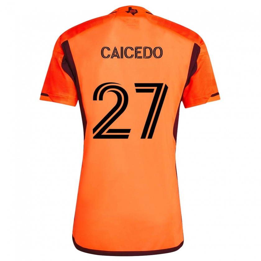 Kandiny Kinderen Luis Caicedo #27 Oranje Zwart Thuisshirt Thuistenue 2024/25 T-Shirt