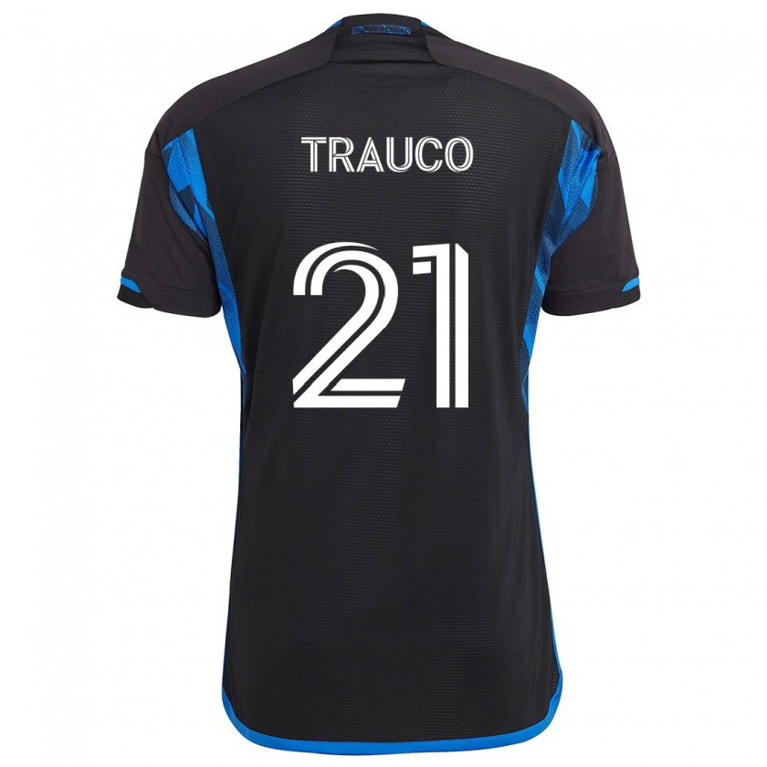 Kandiny Kinderen Miguel Trauco #21 Blauw Zwart Thuisshirt Thuistenue 2024/25 T-Shirt België