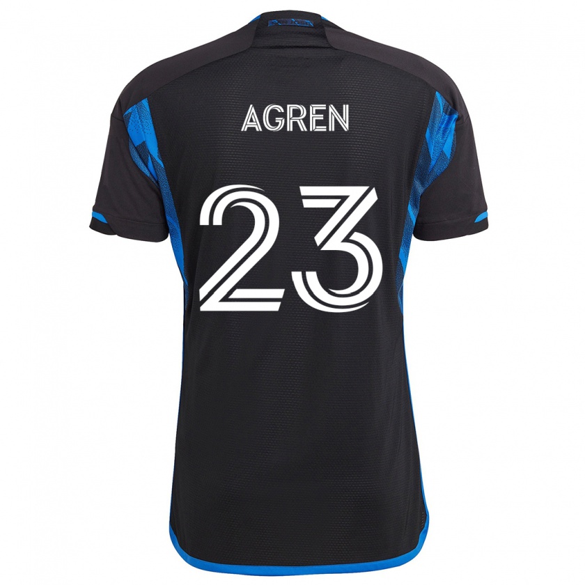 Kandiny Kinderen Oskar Agren #23 Blauw Zwart Thuisshirt Thuistenue 2024/25 T-Shirt België