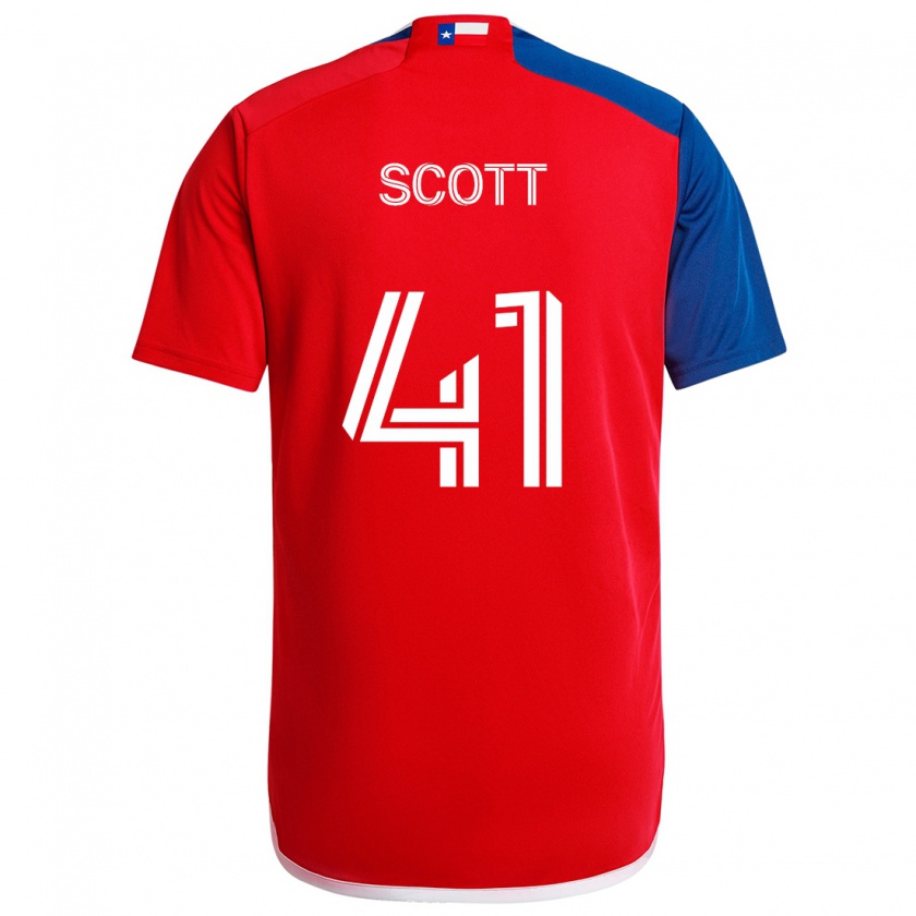 Kandiny Niño Camiseta Tarik Scott #41 Azul Rojo 1ª Equipación 2024/25 La Camisa