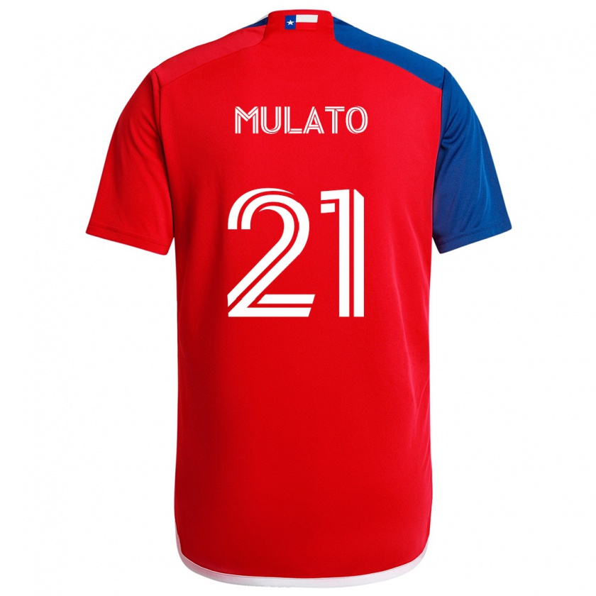 Kandiny Niño Camiseta José Mulato #21 Azul Rojo 1ª Equipación 2024/25 La Camisa