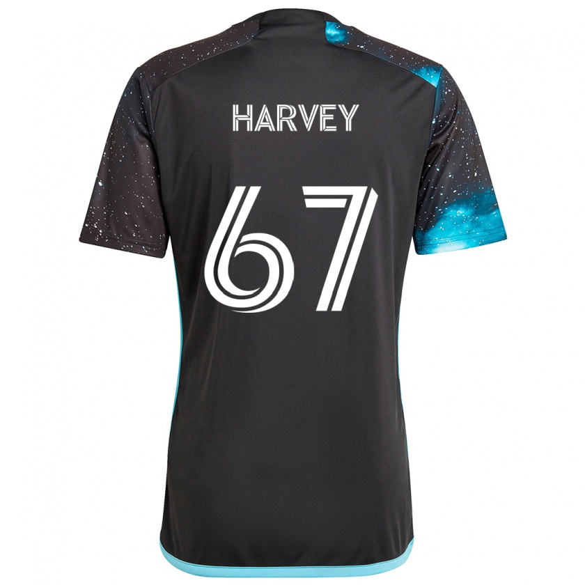 Kandiny Bambino Maglia Carlos Harvey #67 Nero Blu Kit Gara Home 2024/25 Maglietta