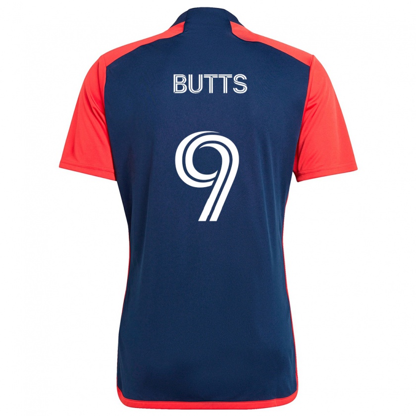 Kandiny Kinderen Liam Butts #9 Blauw Rood Thuisshirt Thuistenue 2024/25 T-Shirt