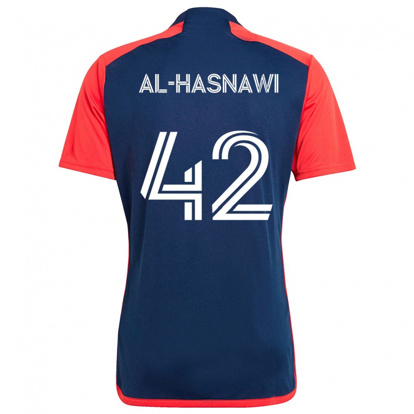 Kandiny Bambino Maglia Moshtaba Al-Hasnawi #42 Blu Rosso Kit Gara Home 2024/25 Maglietta