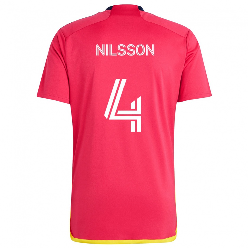 Kandiny Niño Camiseta Joakim Nilsson #4 Rojo Azul 1ª Equipación 2024/25 La Camisa México