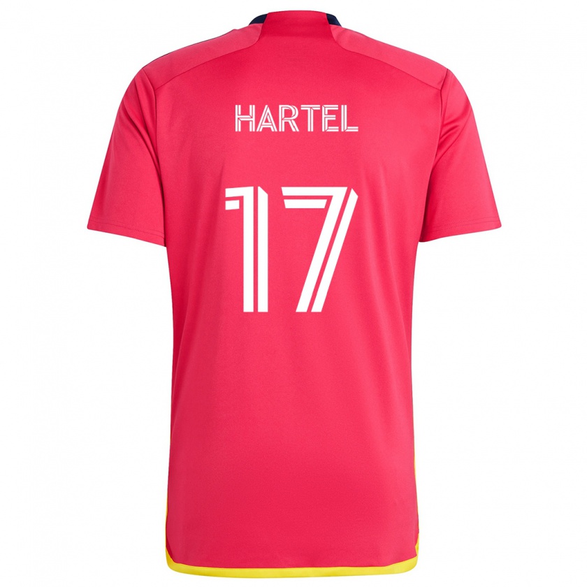 Kandiny Niño Camiseta Marcel Hartel #17 Rojo Azul 1ª Equipación 2024/25 La Camisa