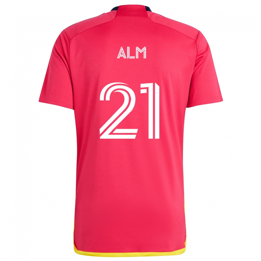 Kandiny Niño Camiseta Rasmus Alm #21 Rojo Azul 1ª Equipación 2024/25 La Camisa México