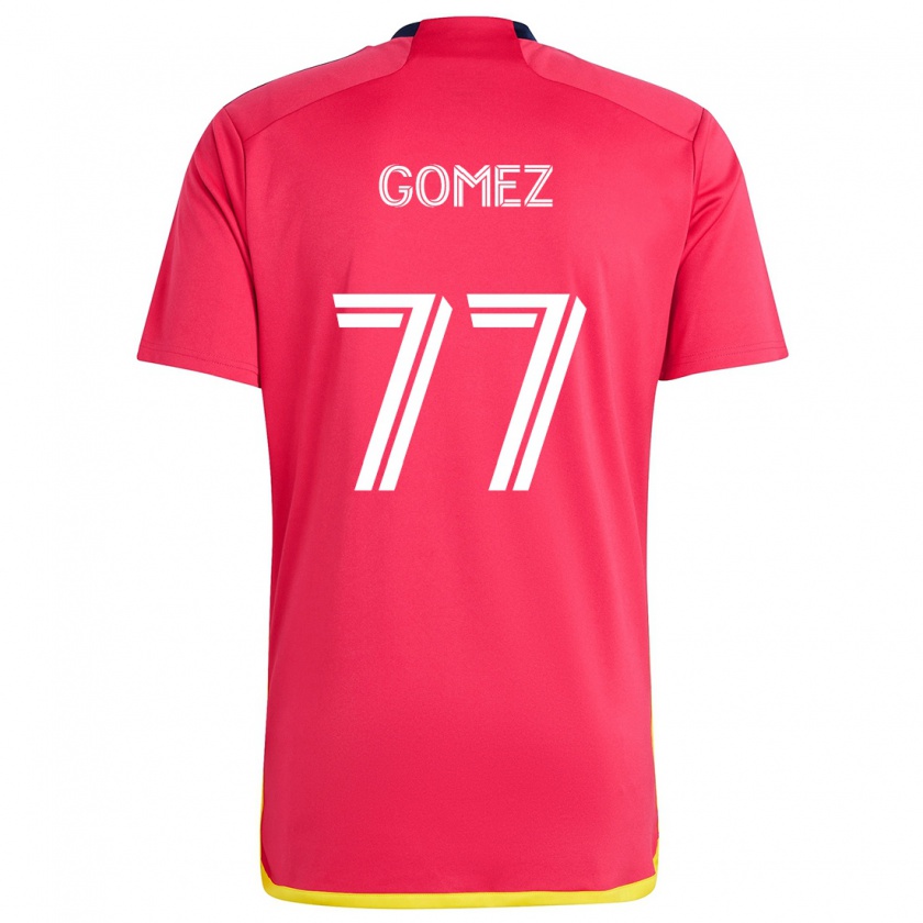 Kandiny Niño Camiseta Sam Gomez #77 Rojo Azul 1ª Equipación 2024/25 La Camisa México