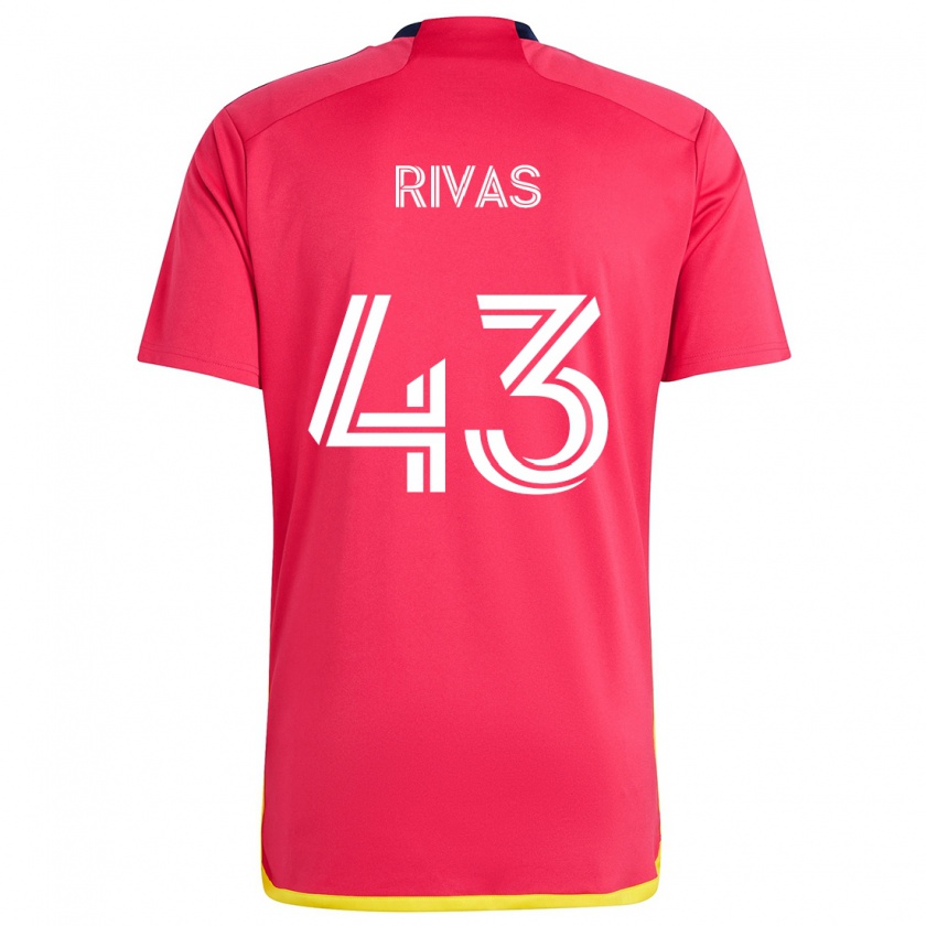 Kandiny Kinderen Sergio Rivas #43 Rood Blauw Thuisshirt Thuistenue 2024/25 T-Shirt