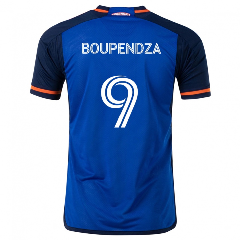 Kandiny Niño Camiseta Aaron Boupendza #9 Azul Blanco 1ª Equipación 2024/25 La Camisa