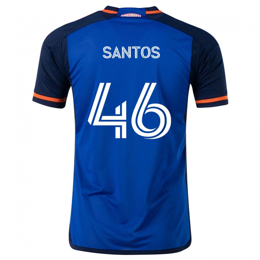 Kandiny Kinderen Guilherme Santos #46 Blauw Wit Thuisshirt Thuistenue 2024/25 T-Shirt België