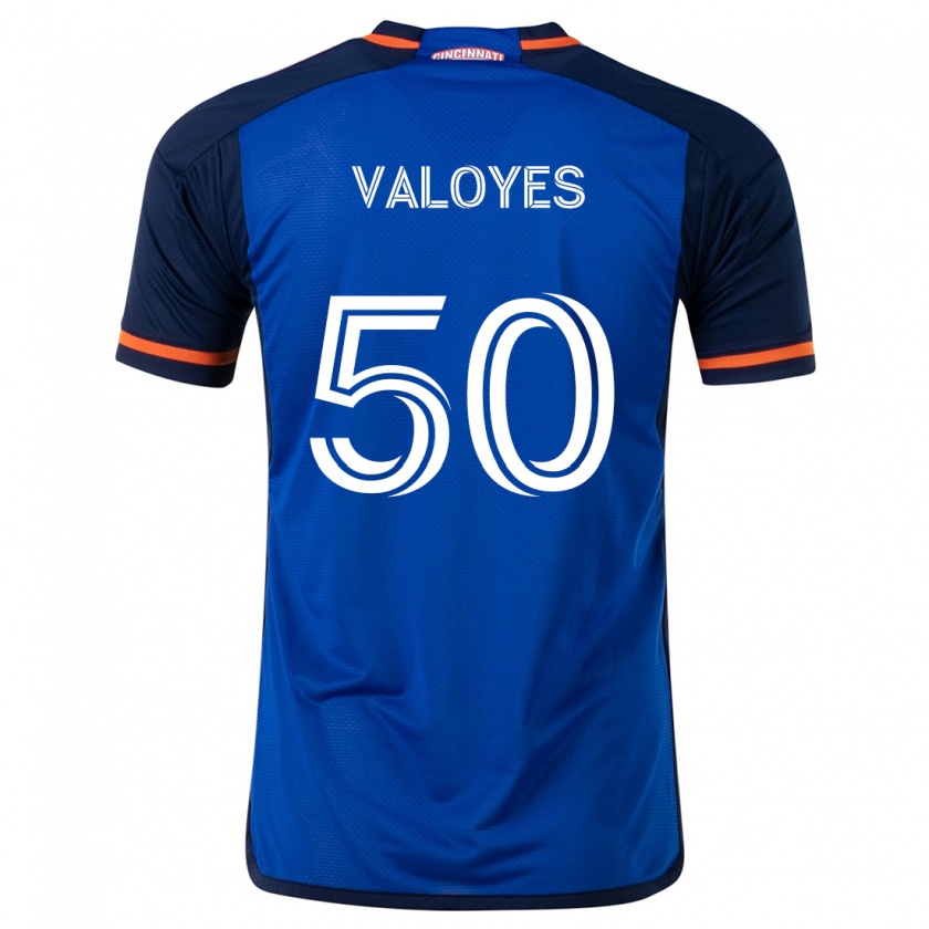 Kandiny Kinderen Yeiner Valoyes #50 Blauw Wit Thuisshirt Thuistenue 2024/25 T-Shirt België