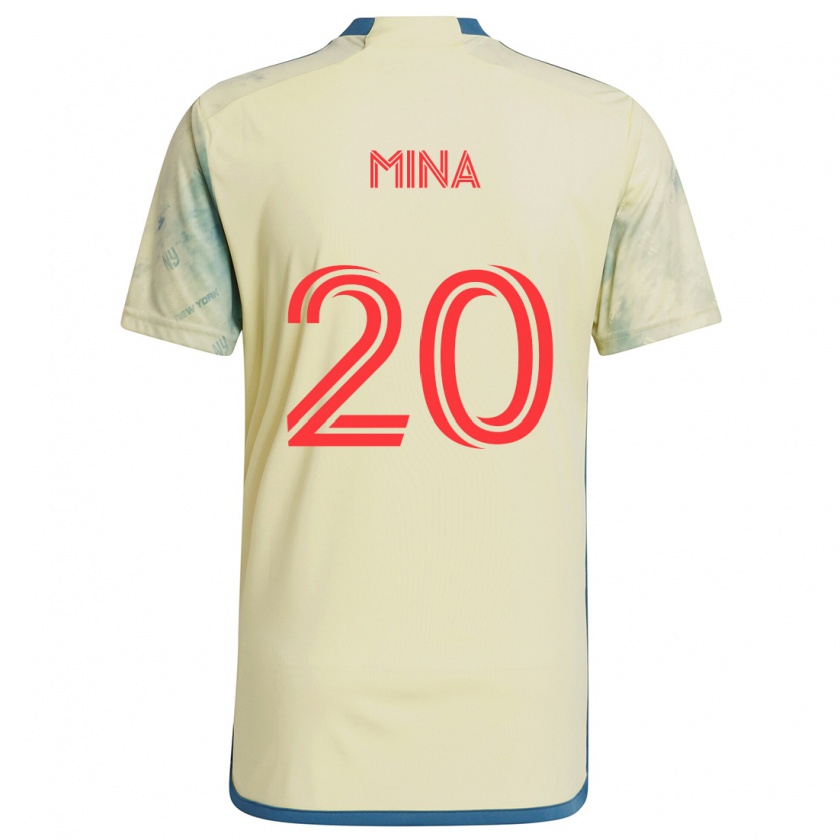 Kandiny Criança Camisola Juan Mina #20 Amarelo Vermelho Azul Principal 2024/25 Camisa Brasil