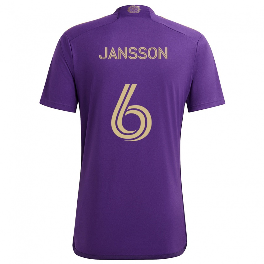 Kandiny Kinder Robin Jansson #6 Lila Gelb Heimtrikot Trikot 2024/25 T-Shirt Österreich