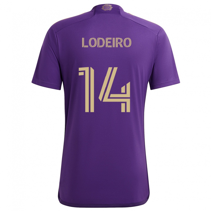 Kandiny Kinderen Nicolás Lodeiro #14 Paars Geel Thuisshirt Thuistenue 2024/25 T-Shirt België