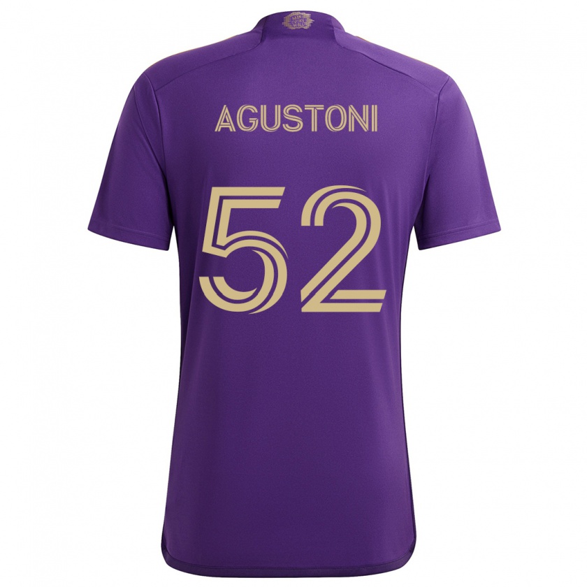 Kandiny Kinderen Gonzalo Agustoni #52 Paars Geel Thuisshirt Thuistenue 2024/25 T-Shirt