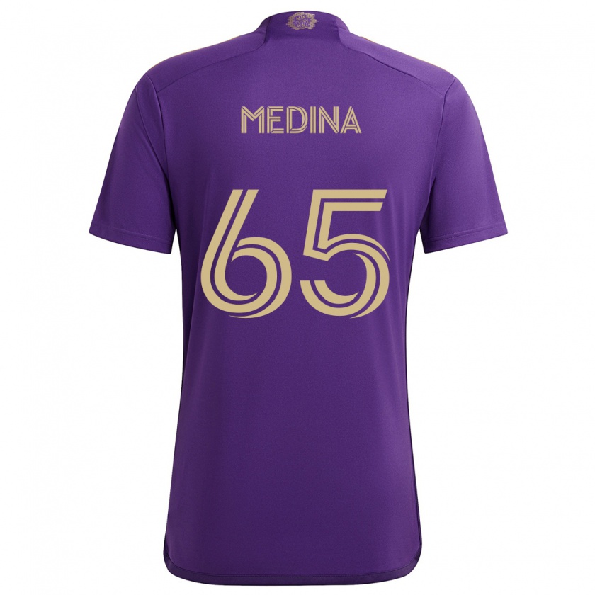 Kandiny Kinderen Cristian Medina #65 Paars Geel Thuisshirt Thuistenue 2024/25 T-Shirt België