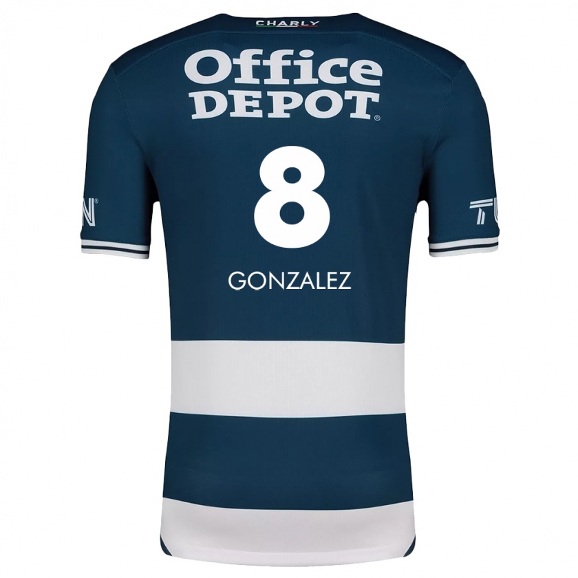 Kandiny Niño Camiseta Bryan González #8 Azul Blanco 1ª Equipación 2024/25 La Camisa