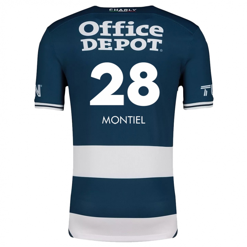 Kandiny Bambino Maglia Elías Montiel #28 Blu Bianco Kit Gara Home 2024/25 Maglietta