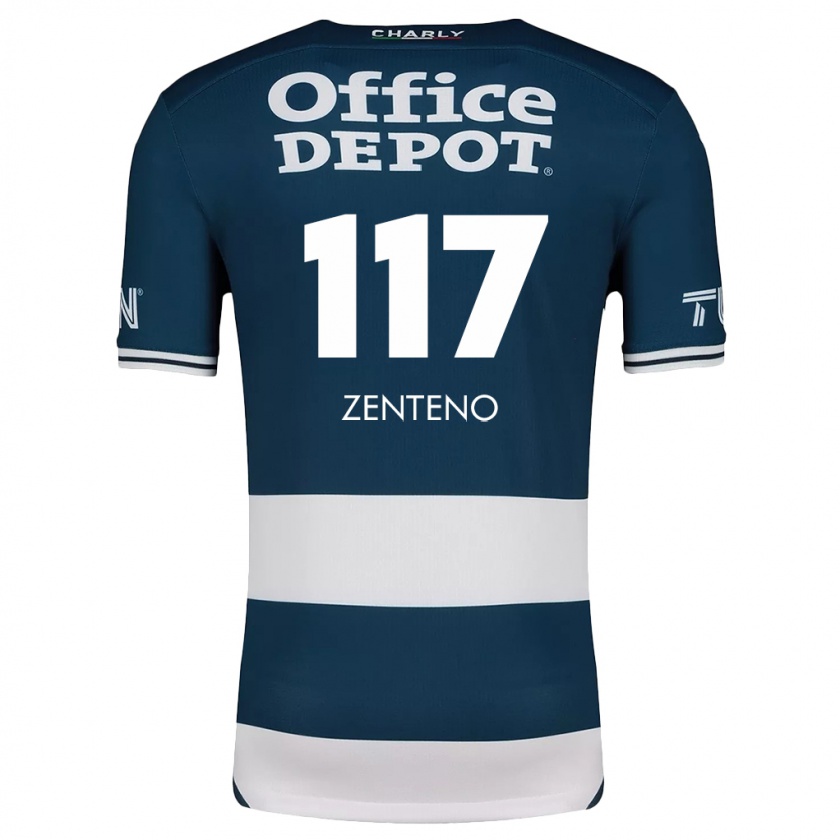 Kandiny Niño Camiseta Gustavo Zenteno #117 Azul Blanco 1ª Equipación 2024/25 La Camisa